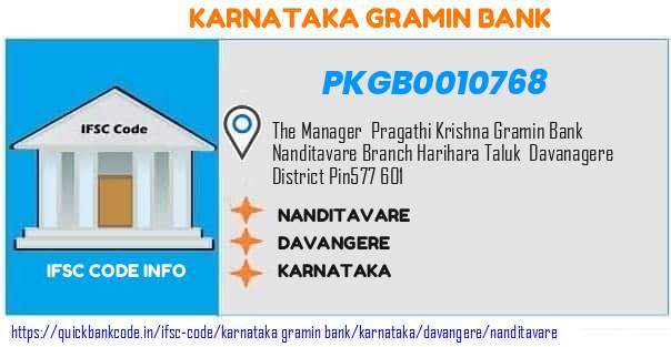 Karnataka Gramin Bank Nanditavare PKGB0010768 IFSC Code