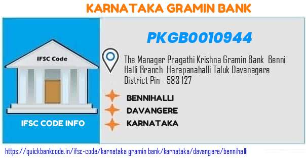 Karnataka Gramin Bank Bennihalli PKGB0010944 IFSC Code