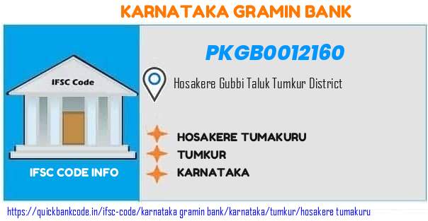 Karnataka Gramin Bank Hosakere Tumakuru PKGB0012160 IFSC Code