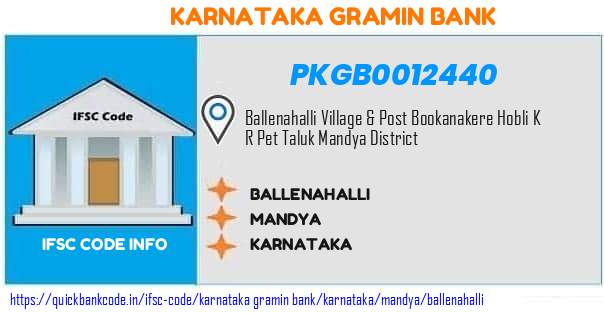 Karnataka Gramin Bank Ballenahalli PKGB0012440 IFSC Code