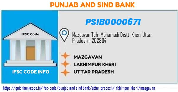 PSIB0000671 Punjab & Sind Bank. MAZGAVAN