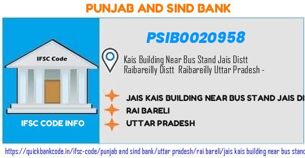 Punjab And Sind Bank Jais Kais Building Near Bus Stand Jais Dist PSIB0020958 IFSC Code