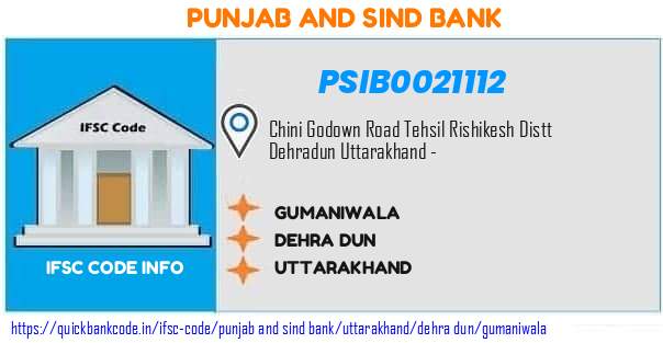 PSIB0021112 Punjab & Sind Bank. GUMANIWALA