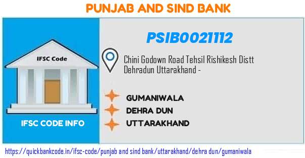 Punjab And Sind Bank Gumaniwala PSIB0021112 IFSC Code