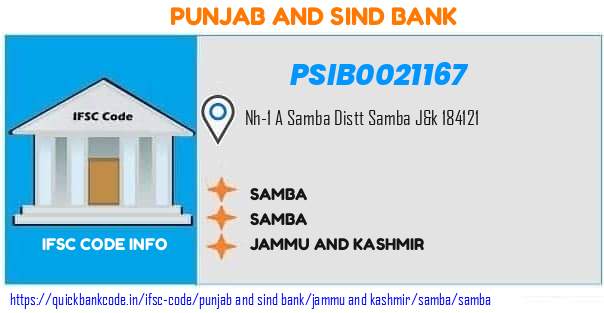 Punjab And Sind Bank Samba PSIB0021167 IFSC Code