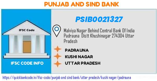 PSIB0021327 Punjab & Sind Bank. PADRAUNA