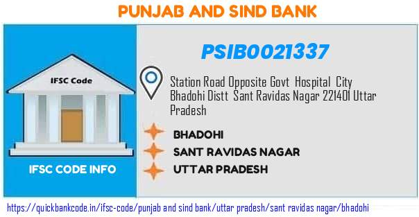Punjab And Sind Bank Bhadohi PSIB0021337 IFSC Code