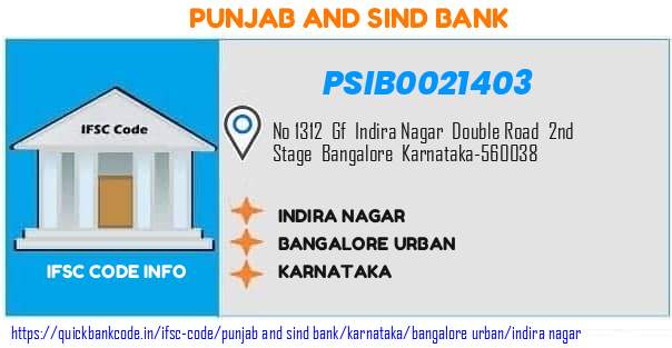 Punjab And Sind Bank Indira Nagar PSIB0021403 IFSC Code