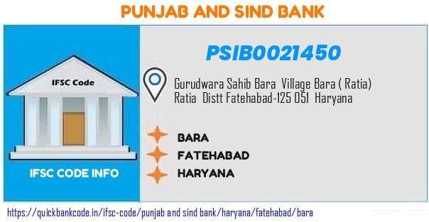 Punjab And Sind Bank Bara PSIB0021450 IFSC Code