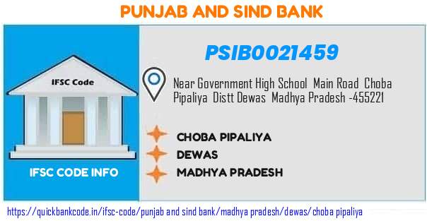 Punjab And Sind Bank Choba Pipaliya PSIB0021459 IFSC Code