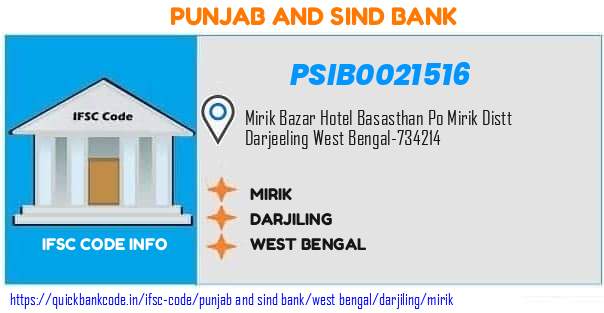 PSIB0021516 Punjab & Sind Bank. MIRIK