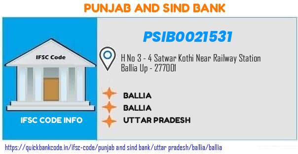 PSIB0021531 Punjab & Sind Bank. BALLIA