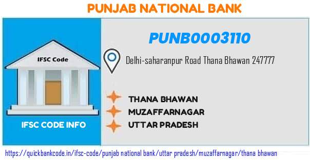 Punjab National Bank Thana Bhawan PUNB0003110 IFSC Code