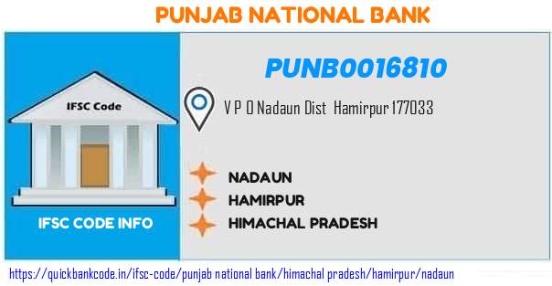 Punjab National Bank Nadaun PUNB0016810 IFSC Code
