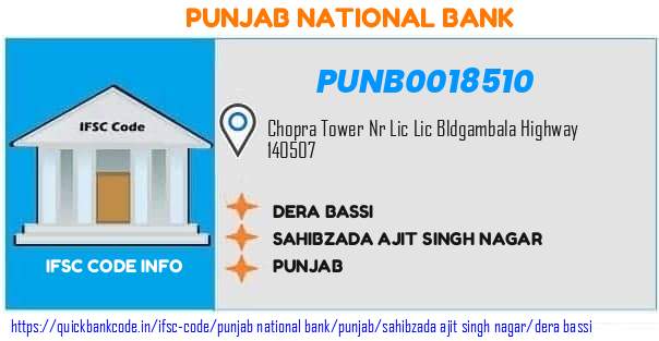 Punjab National Bank Dera Bassi PUNB0018510 IFSC Code