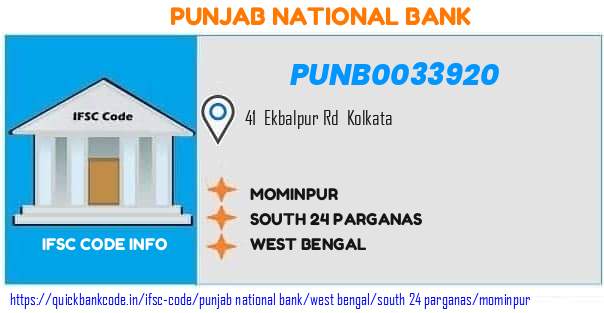 Punjab National Bank Mominpur PUNB0033920 IFSC Code