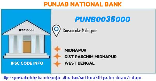 Punjab National Bank Midnapur PUNB0035000 IFSC Code