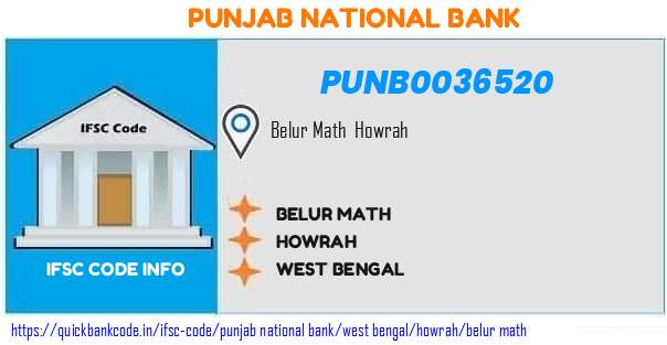 Punjab National Bank Belur Math PUNB0036520 IFSC Code