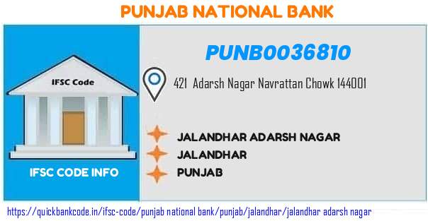 Punjab National Bank Jalandhar Adarsh Nagar PUNB0036810 IFSC Code