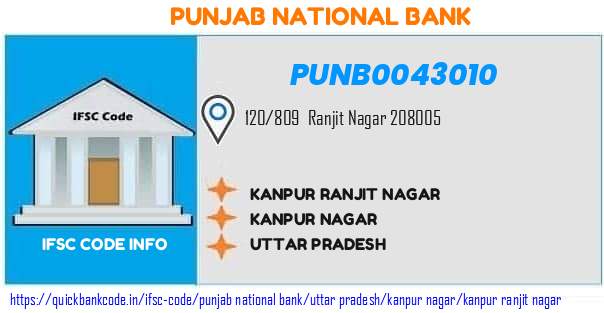 Punjab National Bank Kanpur Ranjit Nagar PUNB0043010 IFSC Code