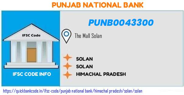 Punjab National Bank Solan PUNB0043300 IFSC Code