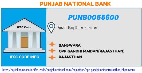 Punjab National Bank Banswara PUNB0055600 IFSC Code