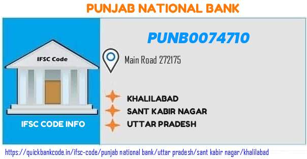 Punjab National Bank Khalilabad PUNB0074710 IFSC Code