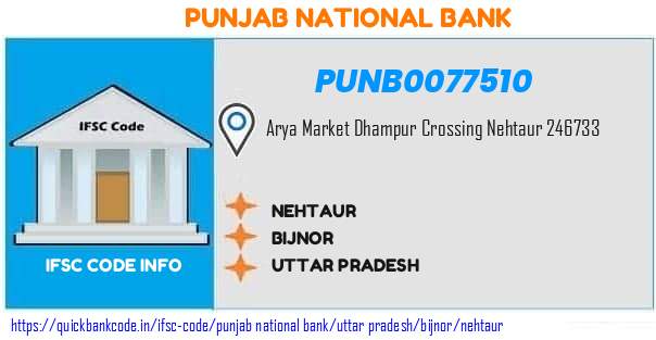 Punjab National Bank Nehtaur PUNB0077510 IFSC Code