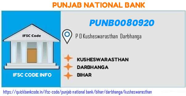 Punjab National Bank Kusheswarasthan PUNB0080920 IFSC Code
