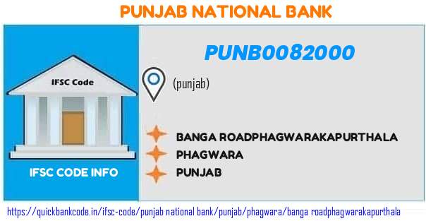 Punjab National Bank Banga Roadphagwarakapurthala PUNB0082000 IFSC Code