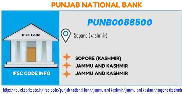 Punjab National Bank Sopore kashmir PUNB0086500 IFSC Code