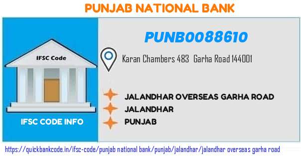 Punjab National Bank Jalandhar Overseas Garha Road PUNB0088610 IFSC Code