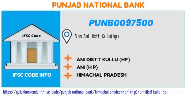 Punjab National Bank Ani Distt Kullu hp PUNB0097500 IFSC Code