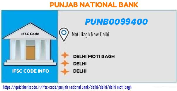 PUNB0099400 Punjab National Bank. DELHI, MOTI BAGH