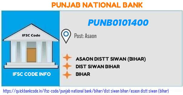 Punjab National Bank Asaon Distt Siwan bihar PUNB0101400 IFSC Code