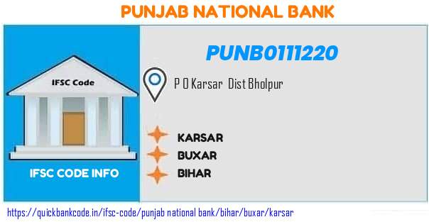 Punjab National Bank Karsar PUNB0111220 IFSC Code