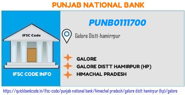 Punjab National Bank Galore PUNB0111700 IFSC Code
