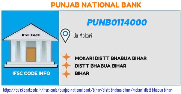 Punjab National Bank Mokari Distt Bhabua Bihar PUNB0114000 IFSC Code