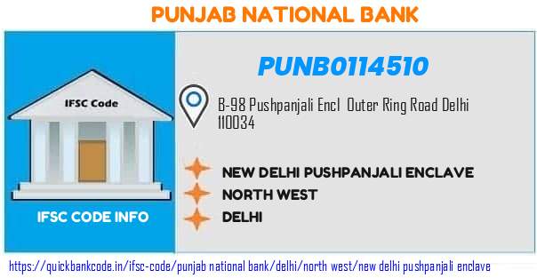 Punjab National Bank New Delhi Pushpanjali Enclave PUNB0114510 IFSC Code
