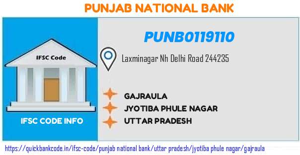 Punjab National Bank Gajraula PUNB0119110 IFSC Code