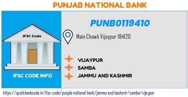 Punjab National Bank Vijaypur PUNB0119410 IFSC Code