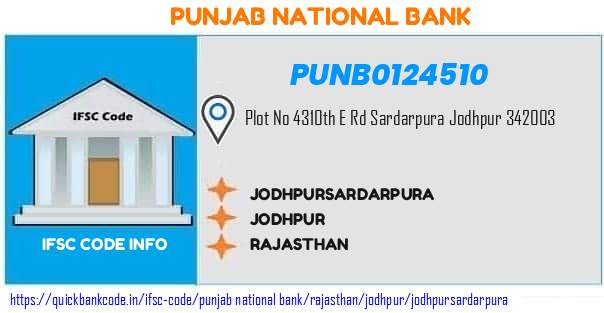 Punjab National Bank Jodhpursardarpura PUNB0124510 IFSC Code