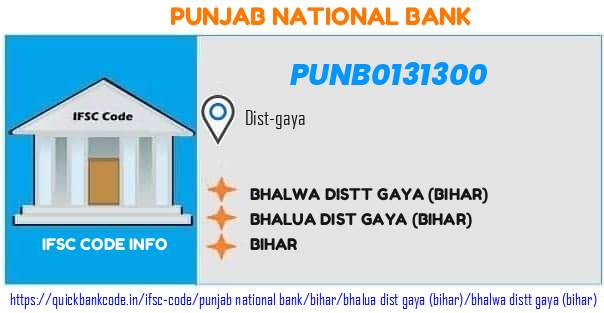 Punjab National Bank Bhalwa Distt Gaya bihar PUNB0131300 IFSC Code