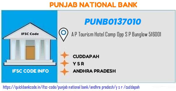 Punjab National Bank Cuddapah PUNB0137010 IFSC Code