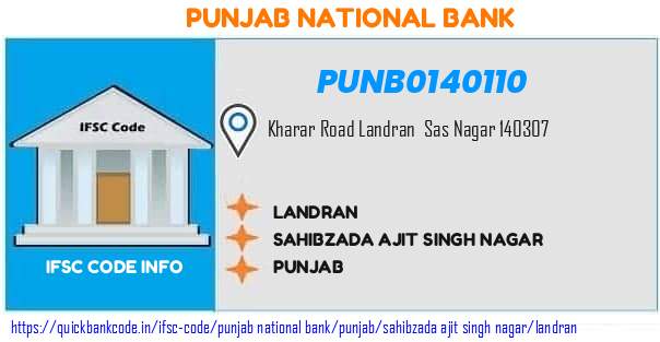 Punjab National Bank Landran PUNB0140110 IFSC Code