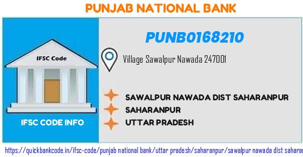 Punjab National Bank Sawalpur Nawada Dist Saharanpur PUNB0168210 IFSC Code