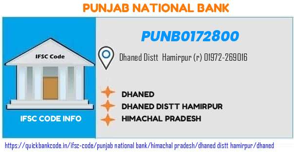 Punjab National Bank Dhaned PUNB0172800 IFSC Code