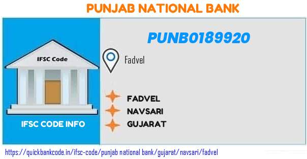 Punjab National Bank Fadvel PUNB0189920 IFSC Code
