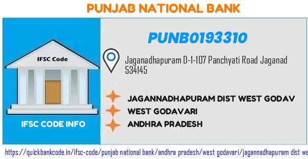 Punjab National Bank Jagannadhapuram Dist West Godav PUNB0193310 IFSC Code