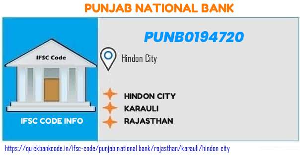 Punjab National Bank Hindon City PUNB0194720 IFSC Code